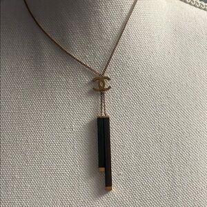 Chanel Gold and Black Wood Pendant Necklace